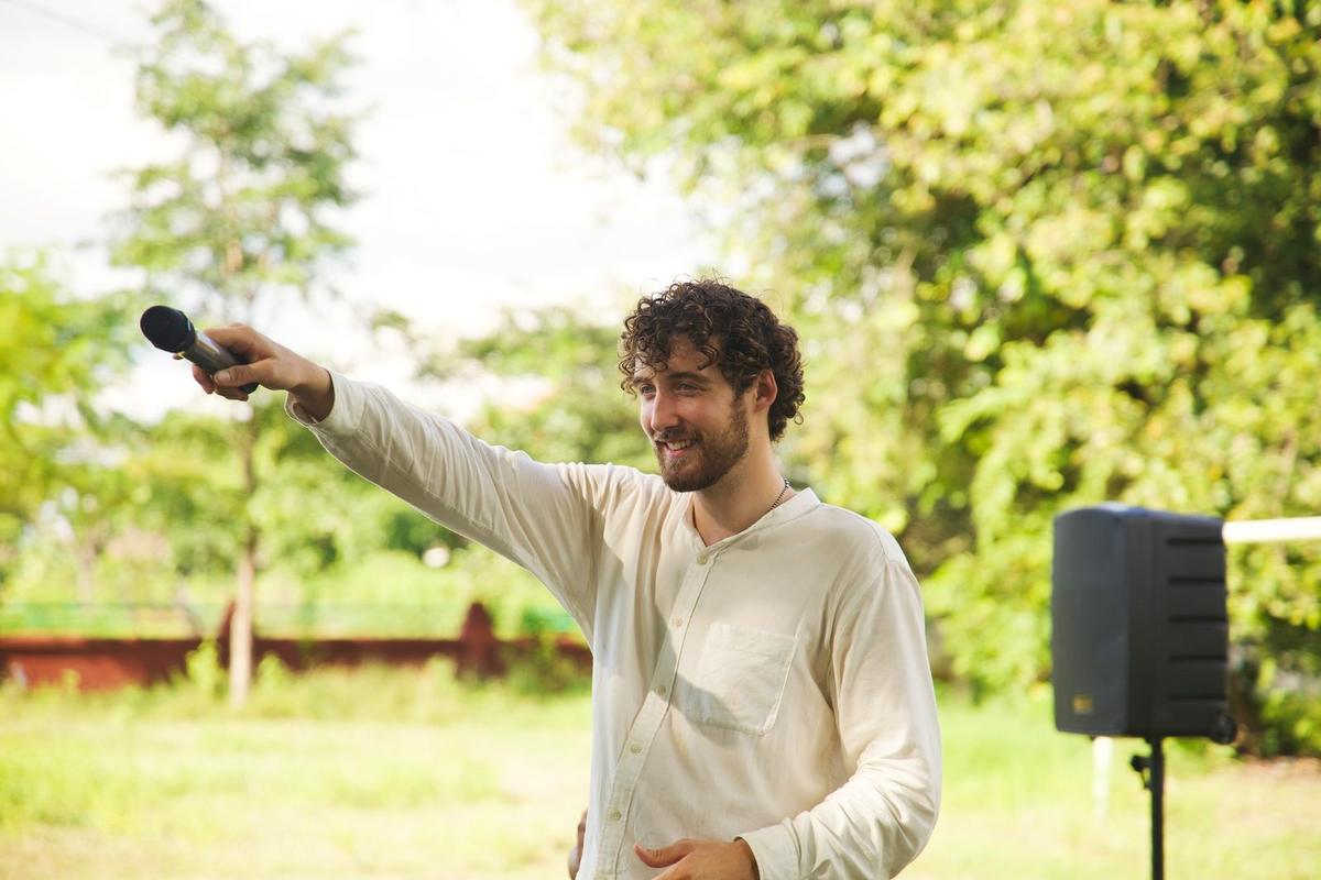 Chris preaching outdoors